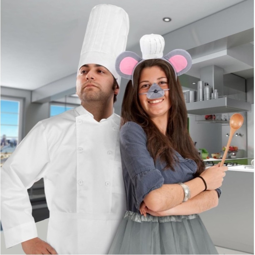 10 Pcs Adult Couple Mouse Chef Costume W/ Accs. Mouse Tutu M & Chef Outfit 3XL - Picture 6 of 7